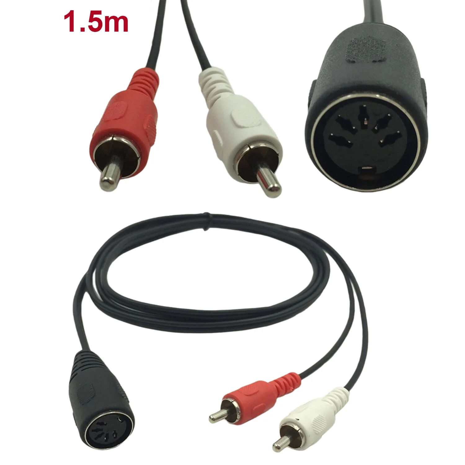 Câble adaptateur Audio, 150CM, 1.5m, 5 broches Din vers 2x RCA, prise Phono mâle, 1 pièce
