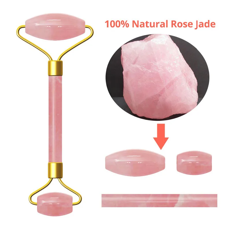 Natural Rose Quartz Jade Roller S-Shaped Gua Sha Board Yoni Egg Set Face Jade Massager Skin Care Spa Acupuncture Massage Tools