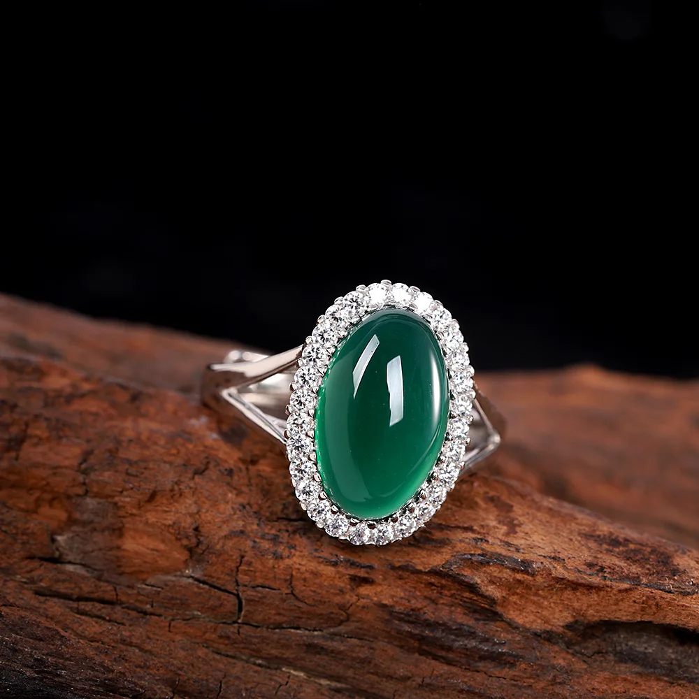 

Uglyless Роскошные кольца с цирконом для женщин, элегантные вечерние массивные открытые кольца, овальные синие песочные камни, ювелирные изделия из серебра 925 пробы R999