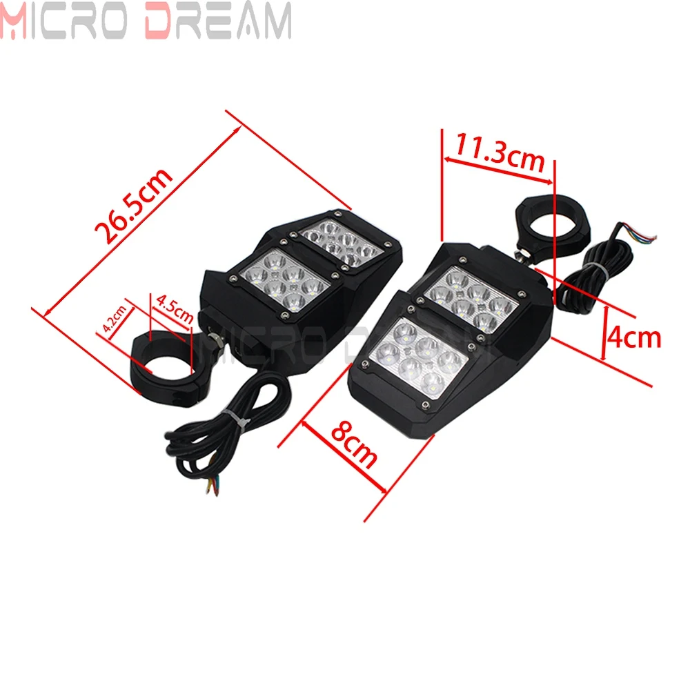 For Polaris RZR YXZ XP 900 1000 Can-Am Maverick Yamaha Rhino UTV Side Rear View Mirrors W/ LED Spot Lights 1.75-2 in Roll Bar