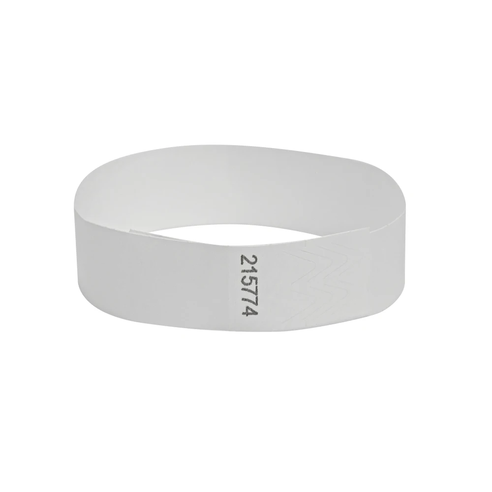 Tyvek Wristbands with Series Numbers, Monochromatic, White Color, ID Wristbands for Party Events, 500 PCs, 3/4 in, New