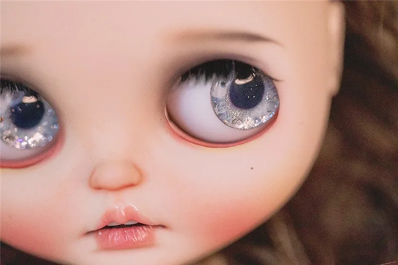 Blythe size glass eye piece real hand painted eye piece color silver flash doll accessories