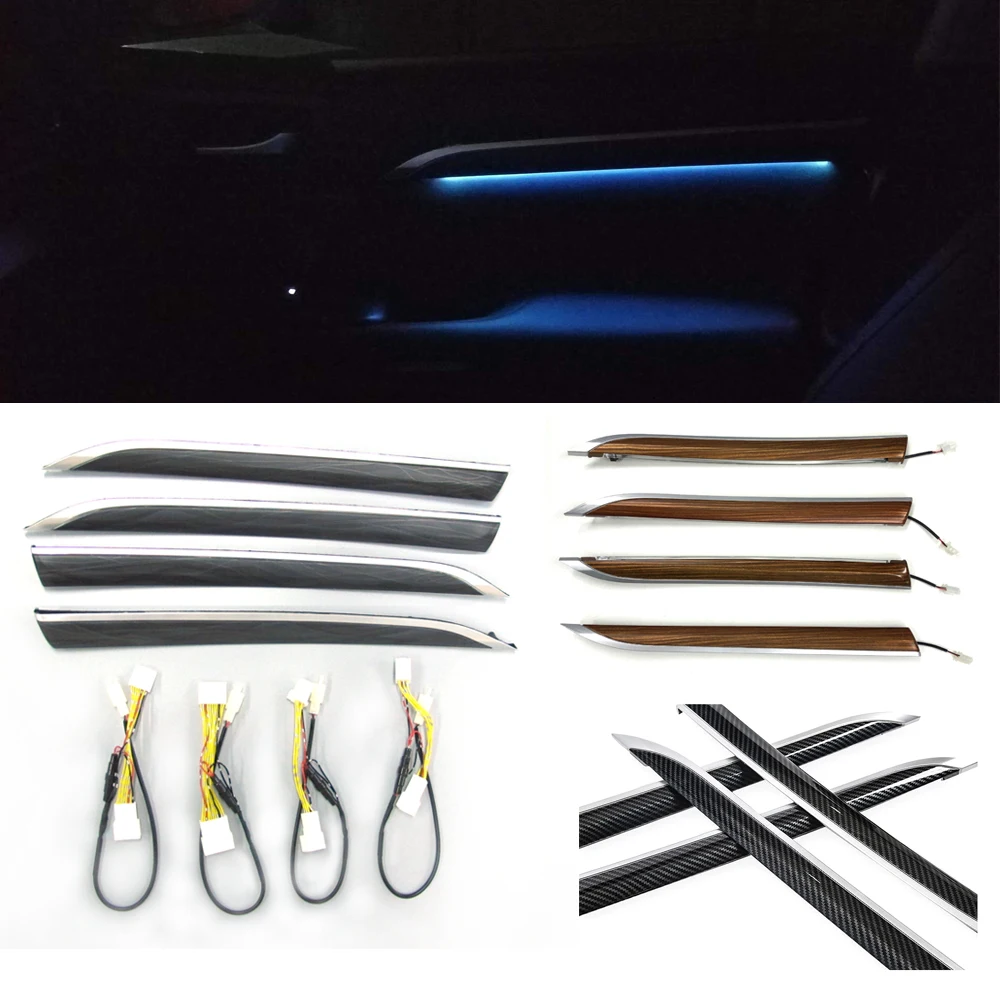 

PMFC Car LED Atmosphere Light Ambient Light 4Door Blue For Toyota Highlander 2015 2016-2020 Carbon Look Peach/Gray Wood Grain