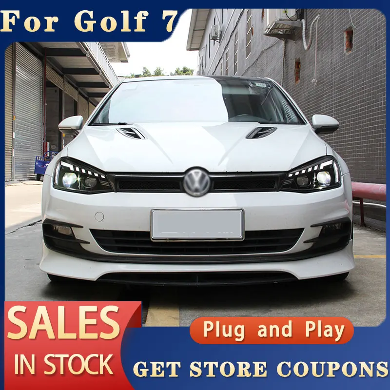 

Для автомобиля VW Golf 7, фары 2013-2017 DRL, дневные ходовые огни, светодиодные биксеноновые лампы, противотуманные фары, автомобильный аксессуар, гольф 7 MK7, фары