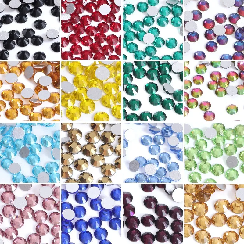 Colorful Nail Art Glass Stone Crystal AB Non Hot Fix Rhinestones Glue On Glitter FlatBack Strass Nail Art Garment Rhinestone