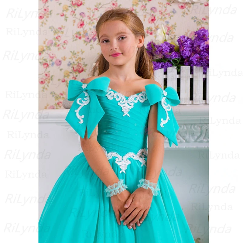 Robes à fleurs perlées pour filles, en mousseline de soie, avec nœuds en dentelle, Vintage, robes de mariage, magnifiques robes de concours pour enfants