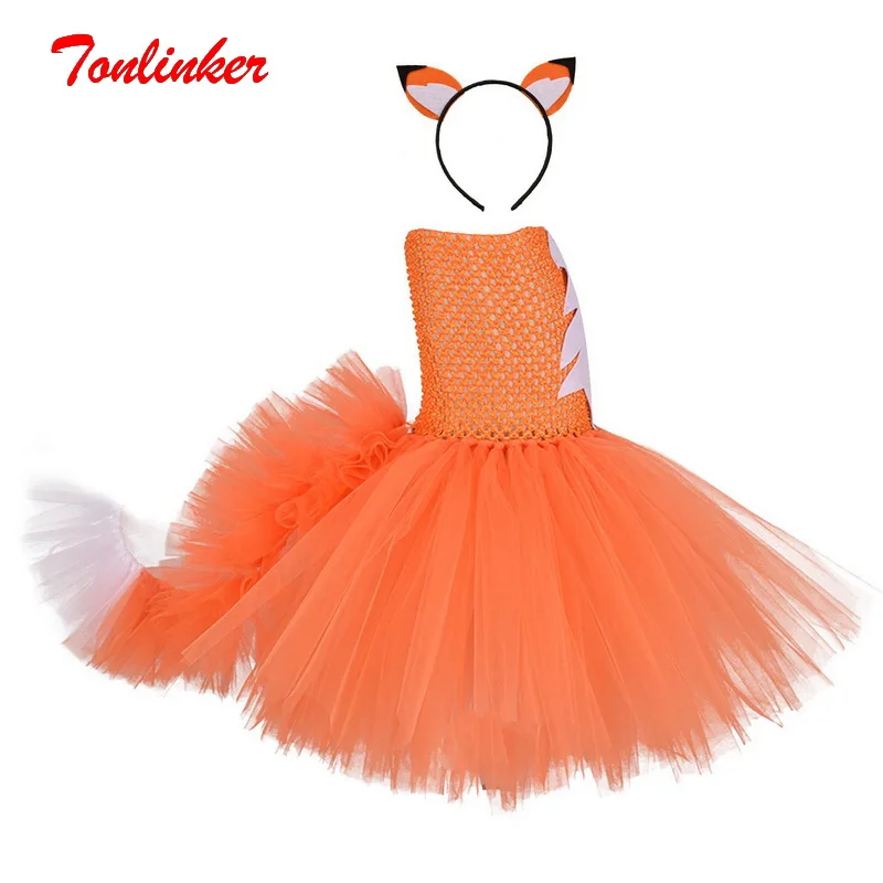 Halloween Girls Crazy Little Fox Costume Kids Christmas Festival Tutu Party Dresses Children Kids Princess Cosplay Dressing Up