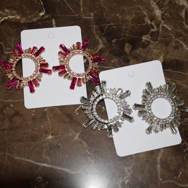 Neue Mode Frauen glänzenden Strass Sonnenschein Stile baumeln Ohrringe Schmuck Boutique Abendkleid Aussage Ohrringe Accessoires – Detail 4