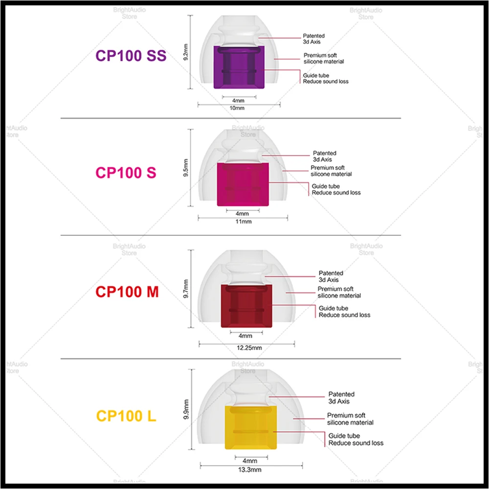 SpinFit CP100 CP800 CP240-Tai Đầu Tai Silicone Dành Cho Máy Nghe Nhạc FiiO DUNU KZ Hidizs Moondrop Tai Nghe Chụp Tai