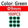 100 piezas de 9 mm, color verde