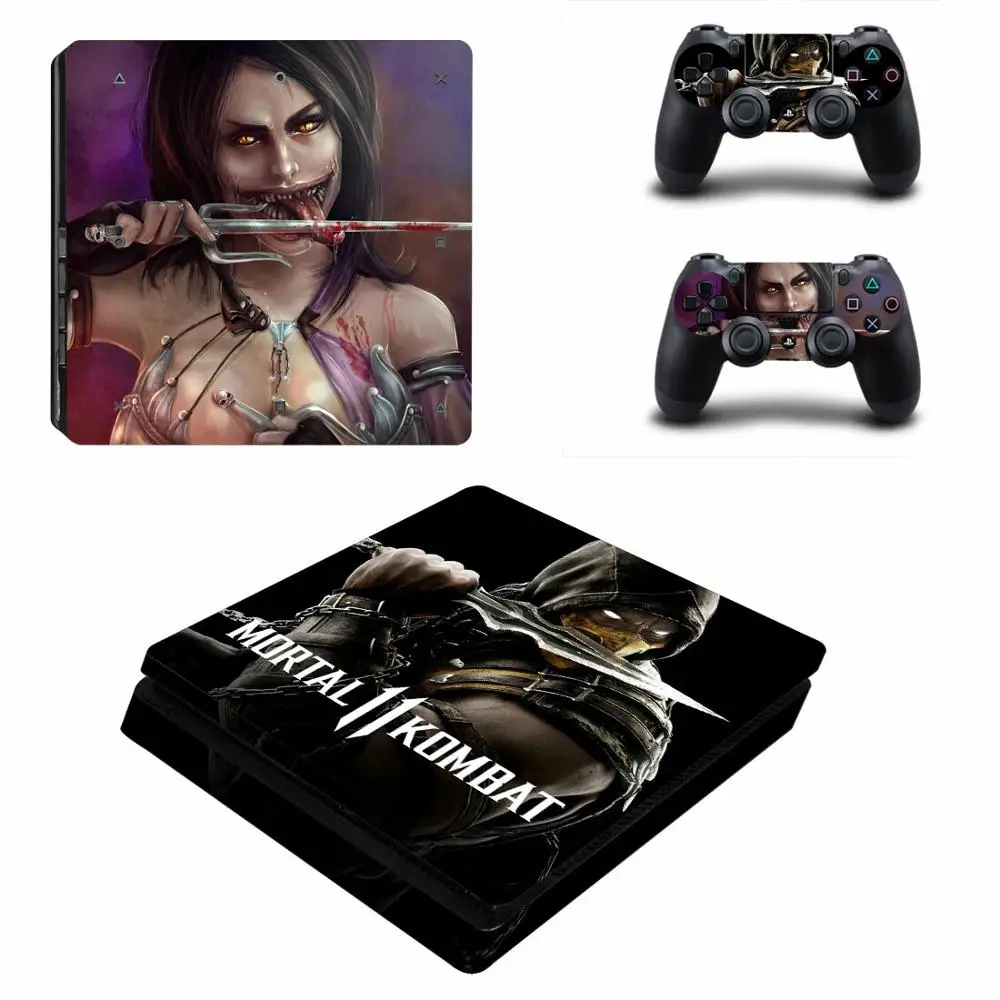 Mortal Kombat PS4 pegatinas delgadas pegatinas de piel calcomanías para consola PS4 delgada y controlador piel vinilo