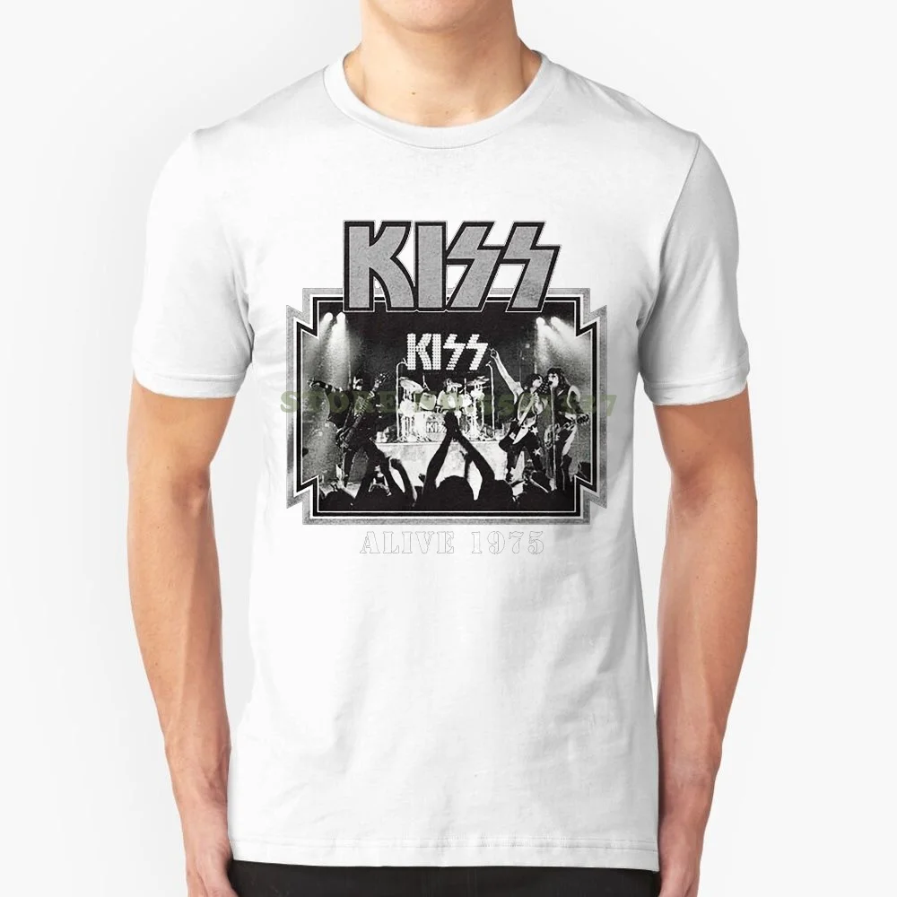 Men Brand Clothing Tees Casual Official Kiss Heavy Metal Band Alive '75 Concert Tour Live Photo T Shirt S-2xl