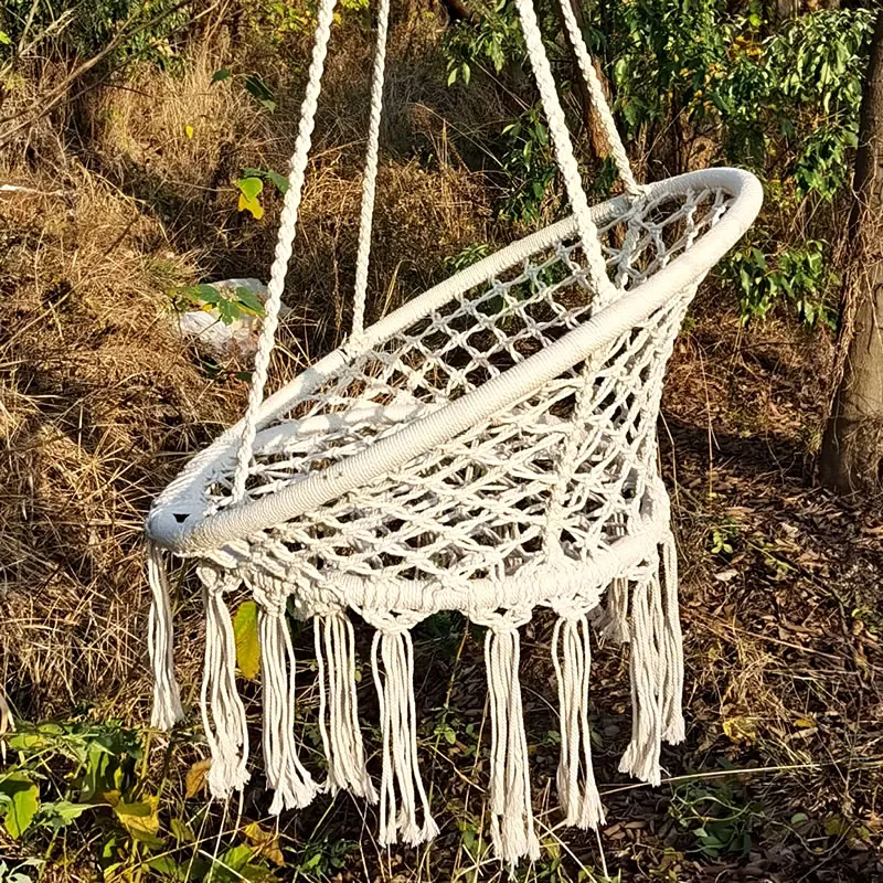 Indoor Outdoor Hammock Chair Macrame Swing,Cotton Rope Hanging Chair Swing Chairs,Baby Cradle,Pets Bed