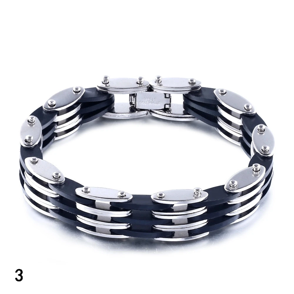 2024 Trend Jewelry Vintage Stainless Steel Bicycle Chain Bracelet Men Personalized Multilayer Silver Color Cuff Bracelet Pulsera