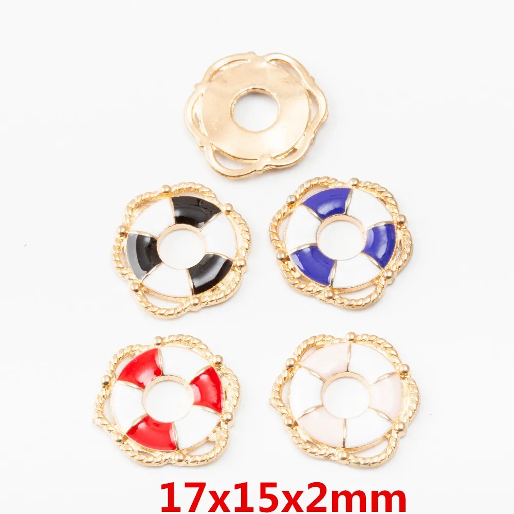 10pcs Enamel Lifebuoy Charm Pendant For Women Necklace Pendant Making Alloy Beads Fit Bracelet DIY Jewelry Accessory js2165