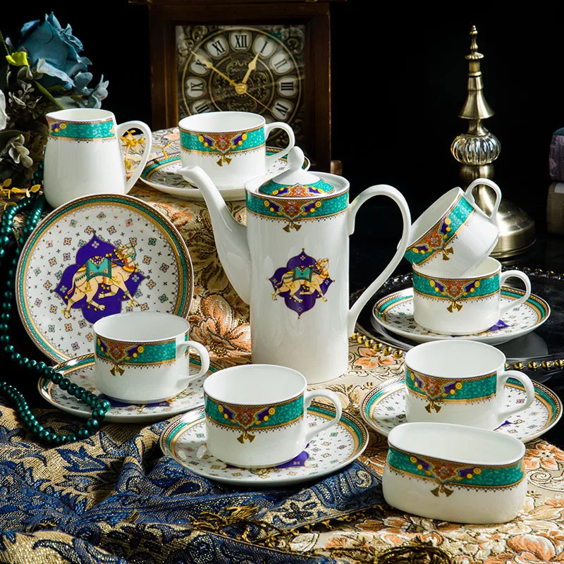 

Ceramics Coffee Set Tea Cups & Saucers Pot Sugar Jar Milk Jug Kitchenware Wedding Gifts Jingdezhen Bone China Materials