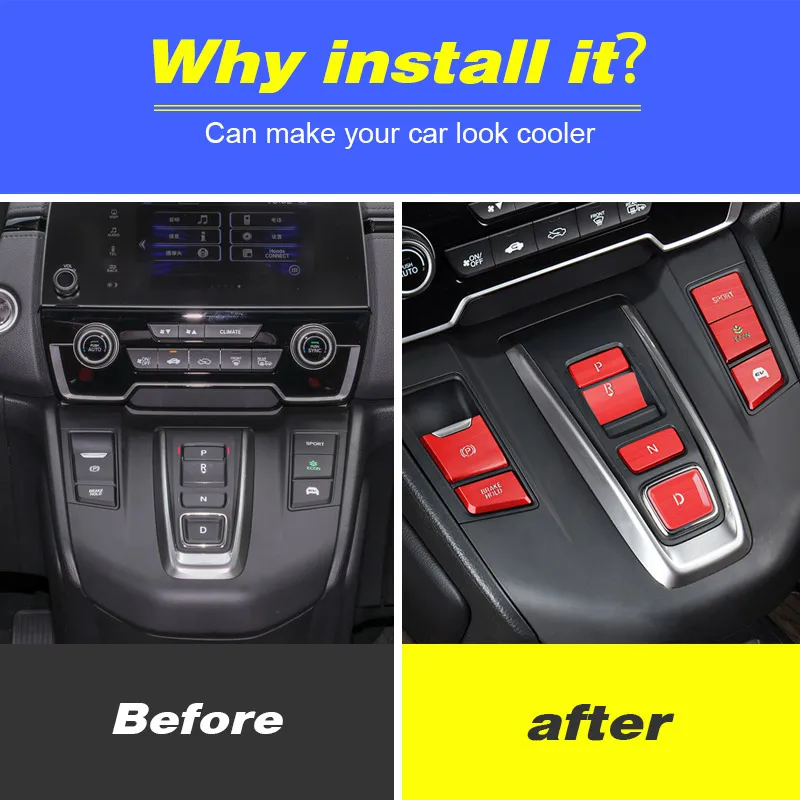 Car Console Gear Shift Button Cover Stickers Protective Decoration Interior Panel Accessories For Honda Cr-V Crv 2018 2019