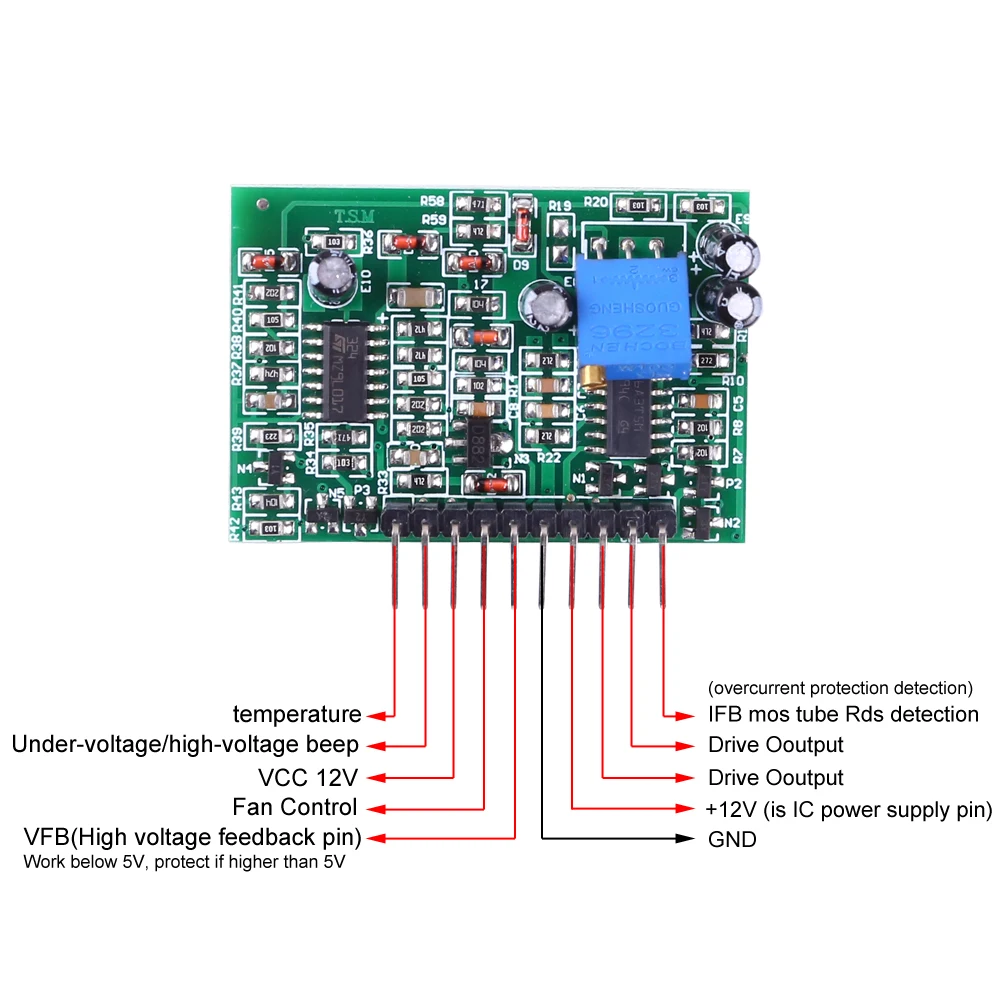 Modifiye/saf sinüs dalga invertör sürücü panosu KA7500C/TL494 Inverter evrensel DC-AC güç dönüştürücü kurulu altında gerilim zili