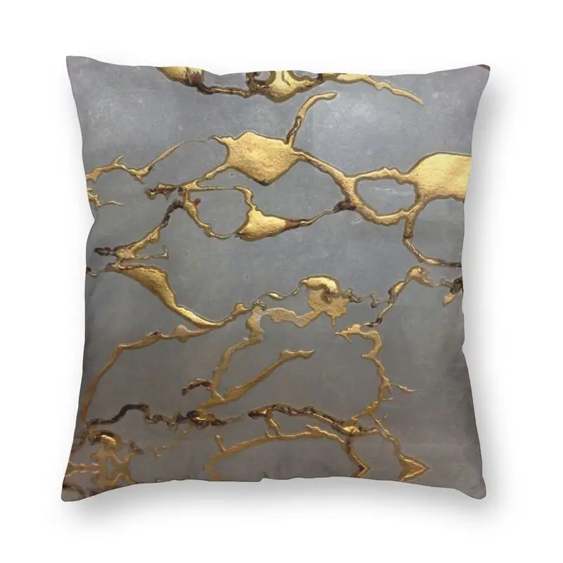 Fashion Faux Gold Leather Stylish Kintsugi Throw Pillow Case Decoration Textures Cushion Cover 40x40 Pillowcover for Living Room