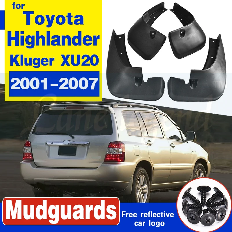 4pcs Molded Mud Flaps Flap For Toyota Highlander Kluger 2001 - 2007 XU20 Splash Guards Mudguards 2002 2003 2004 2005 2006