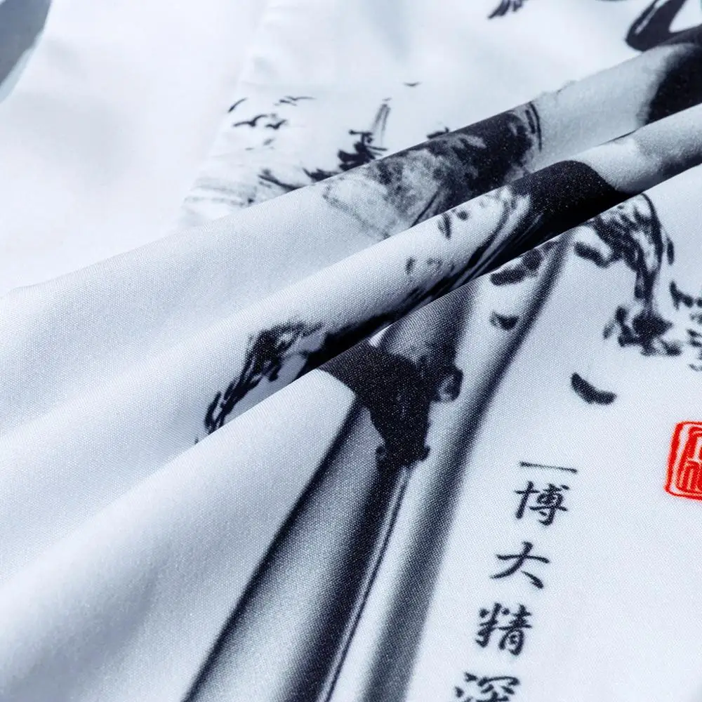 Zomer Gedrukt Witte Mannelijke Yukata Haor Japanse Mannen Kimono Vest Samurai Kostuum Kleding Jasje Shirt