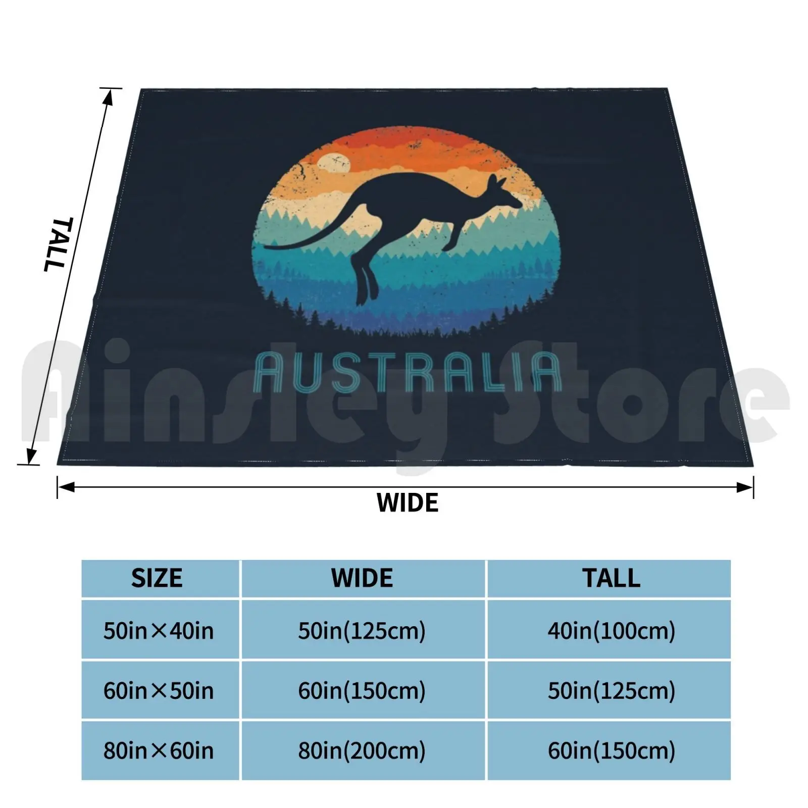 Australia Kangaroo Retro Blanket Fashion Custom Australia Kangaroo Outback Aussie Pride Australian Day Perth