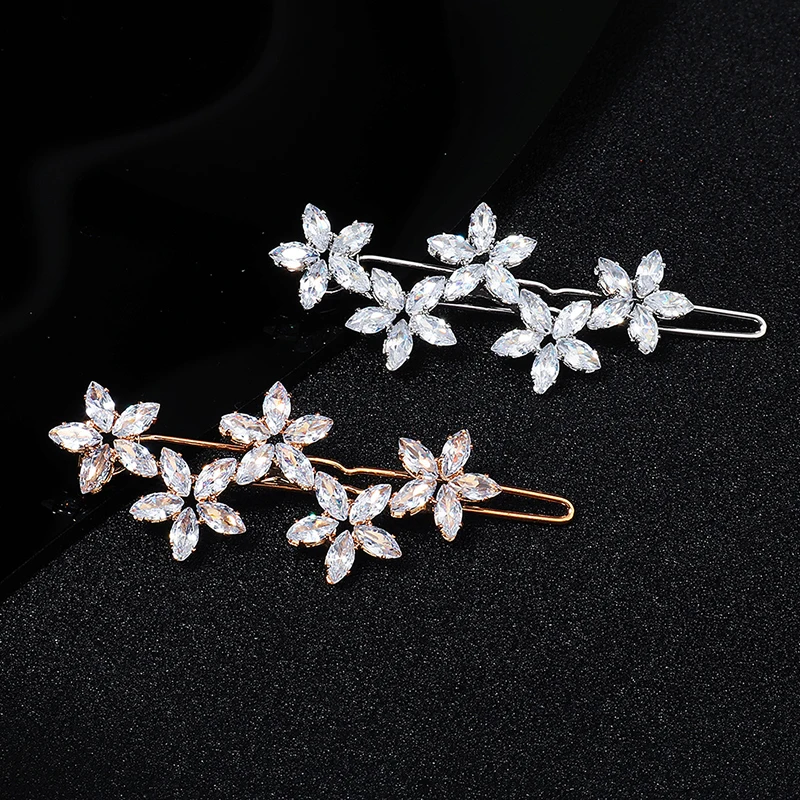 Miallo Fashion Barrette Cubic Zirconia Leaf Hair Clips for Women Accessories Bridal Wedding Hair Jewelry Party  Bride Headpiece