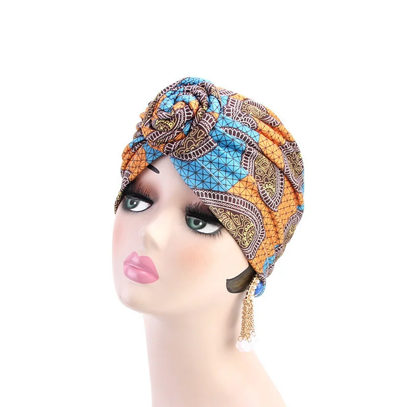 Afrikanische Druck Turban Hut für Frauen Scrunchies Knoten Headwrap Stretch Bandanas Party Headwear Damen Kopftuch Haar Zubehör – Detail 34