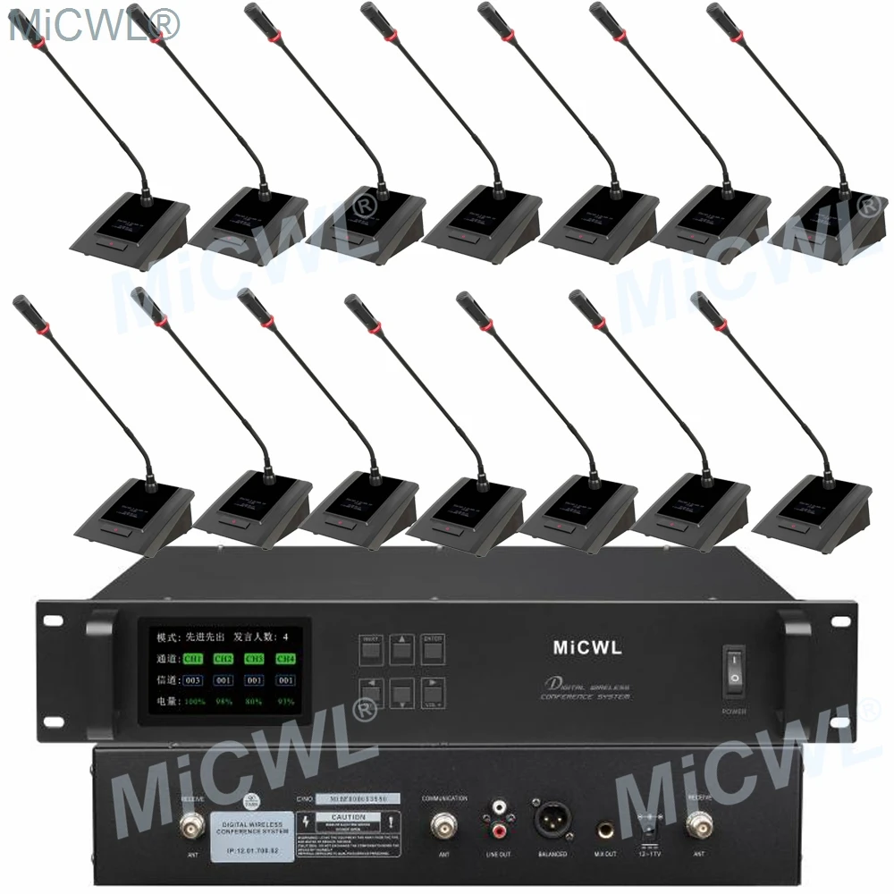 

MiCWL 80 Digital Wireless Conference Microphones System 80 Table President Delegate Radio Audio Gooseneck Mics A10M-A116