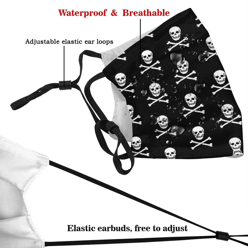 Skull - Pattern / Jolly Roger - Pattern Funny Print Reusable Pm2.5 Filter Face Mask Pirat Skelett Piratenflagge Totenschaedel