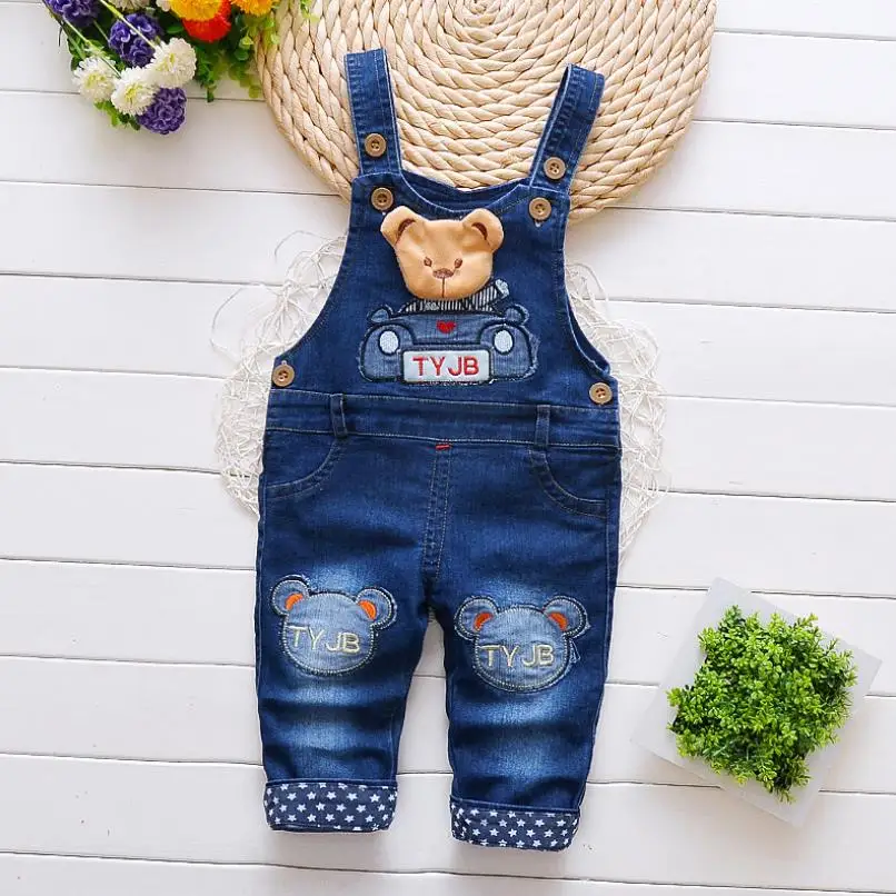 2024Boys Girl Bib Jeans Child Jumpsuit Jean Overalls Cute Cartoon Denim Infant Boy Children\'s Clothing Pants Bodysuit 0-4Years