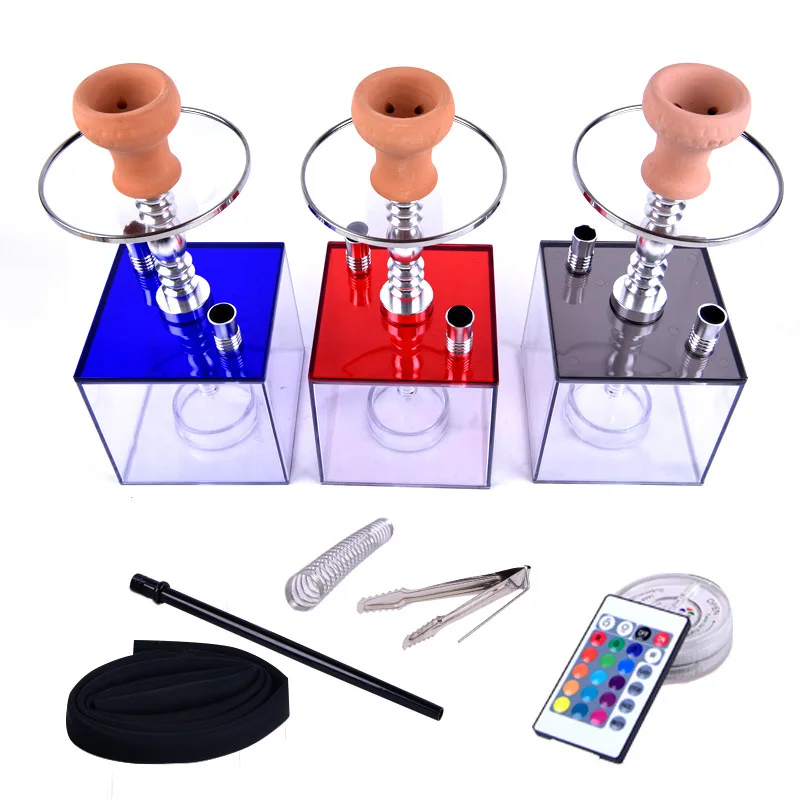 

Arabian hookah set cube with light acrylic hookah transparent set LED light pot shisha hookah hookah set