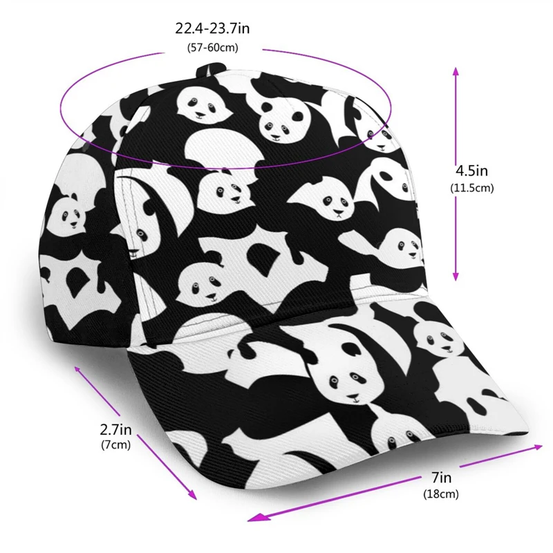 Noisydesigns Black Cute Panda Pattern Outdoor Baseball Cap Spring Summer Fashion Adjustable Men Women Caps Fashion Hip Hop Hat