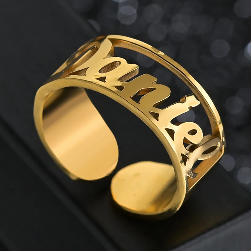 Nextvance Custom Gepersonaliseerde Rvs Naam Ringen Voor Vrouwen Aangepaste Verstelbare Hart Trouwring Koppels Sieraden