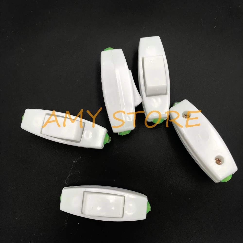 2pcs or 5pcsWhite or Black Plastic Rocker Boat PushButton AC 250V 6A ON/OFF In Line Cord Switch White for Room Household BedSide