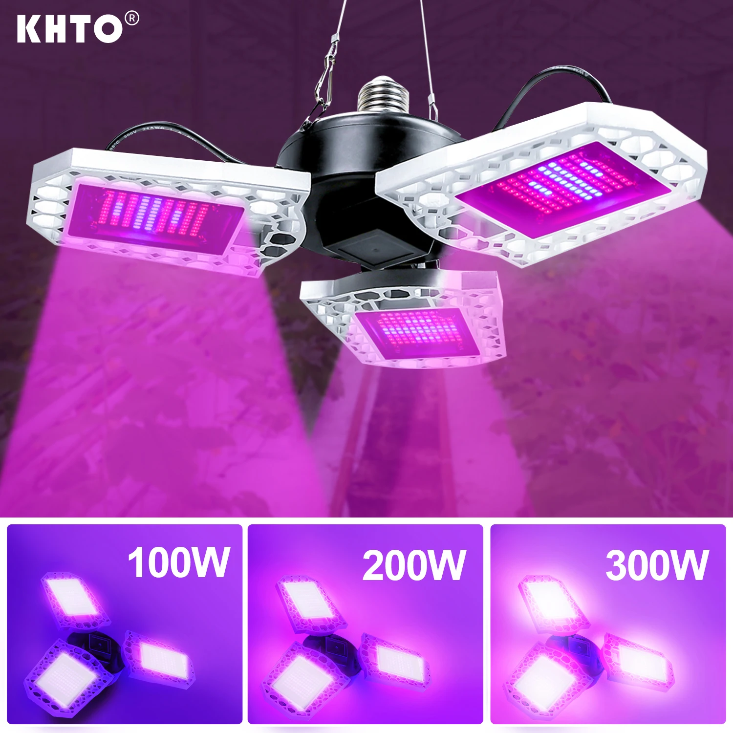 

LED Phyto Lamp E27 100W 200W 300W Full Spectrum LED Grow Light AC100-277V Horticole for Indoor Seedlings Flower Grow Tent Box