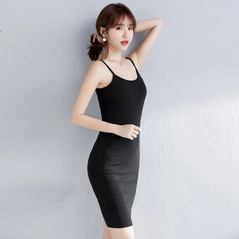 Spring summer  Woman Cotton Soft Tank Dress Casual Satin Sexy Camisole Elastic Female Home Beach Dresses