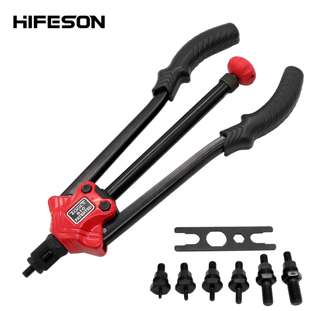 14'' Hand Threaded Rivet Nuts Guns Double Insert Manual Riveter Riveting Rivnut Tool for M3/M4/M5/M6/M8/M10/M12