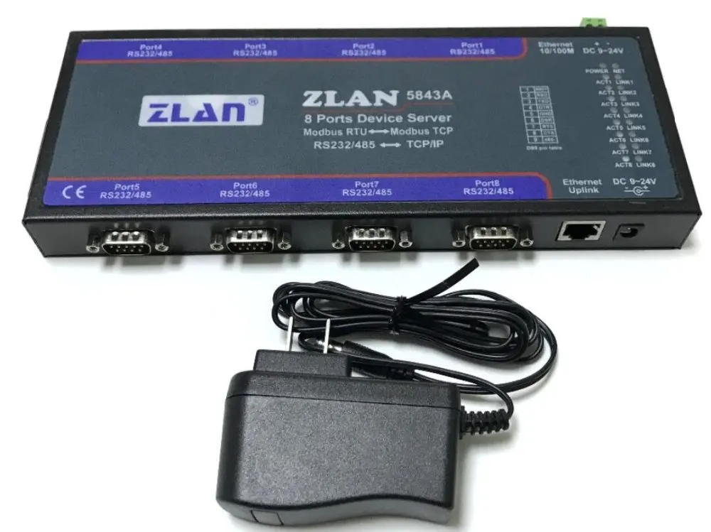 ZLAN5843A 8 port RS232 RS485 to Ethernet converter multiple serial device server switch Modbus Gateway replace ZLAN5800/5840