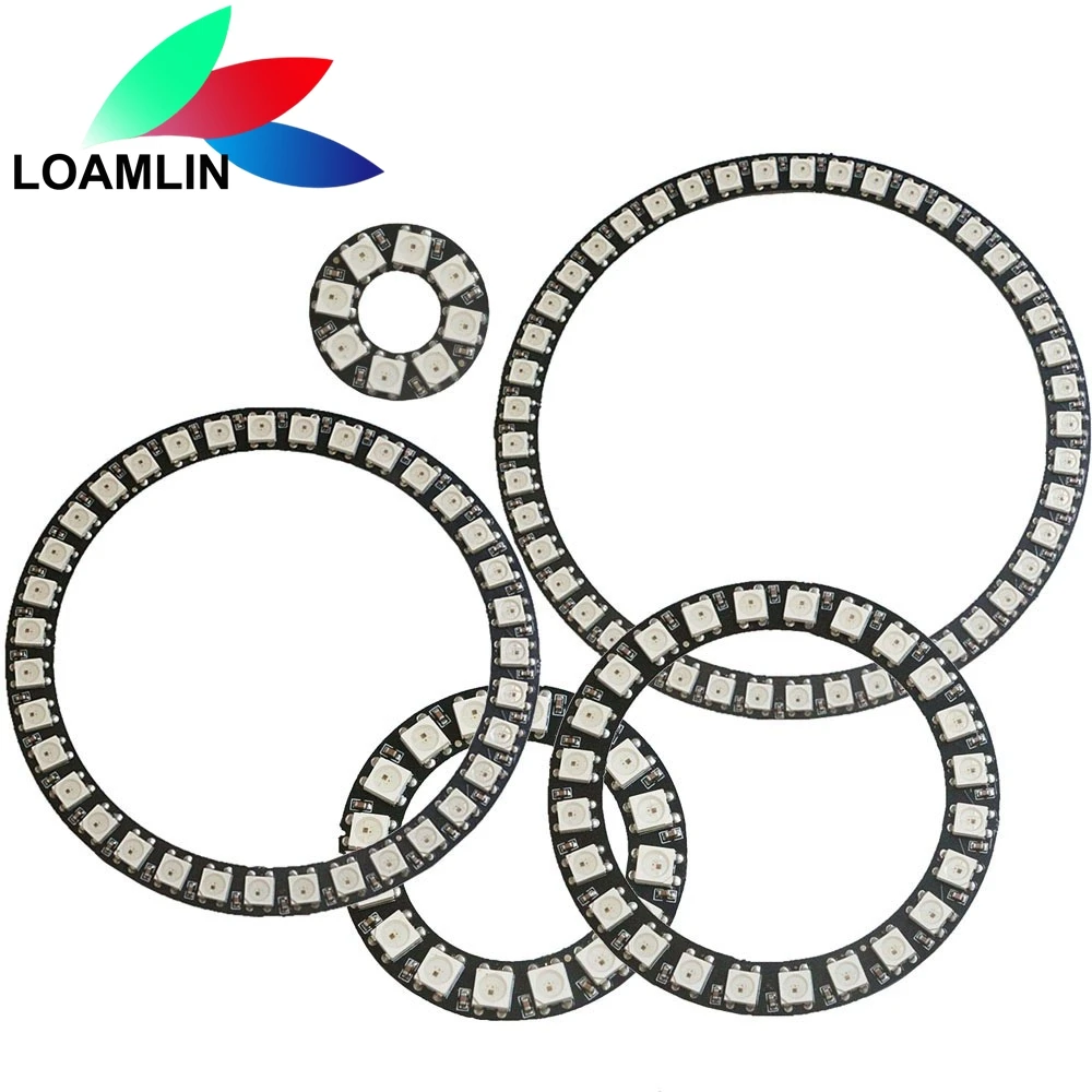 

DC5V WS2812B 5050 RGB Individually Addressable Pixel Ring 8 16 24 35 45 LEDs WS2812 Built-in IC LED Ring Module Led Strip Light