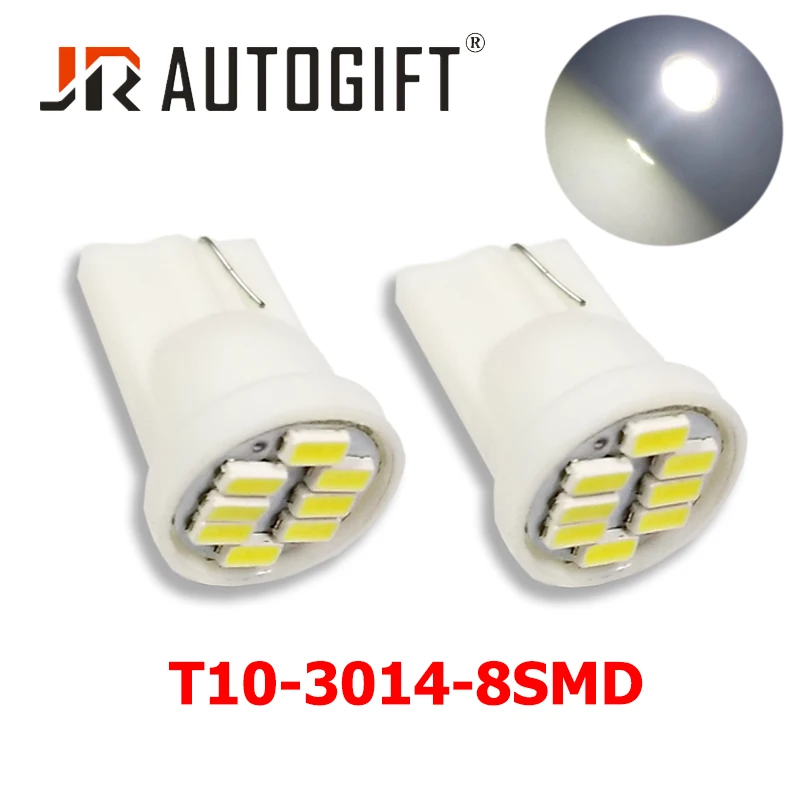 

500x LED 24V 12V T10 8 SMD 3014 LED Car Lamps 194 168 W5W LED Auto indicator lights Wedge Instrument Light license plate bulb