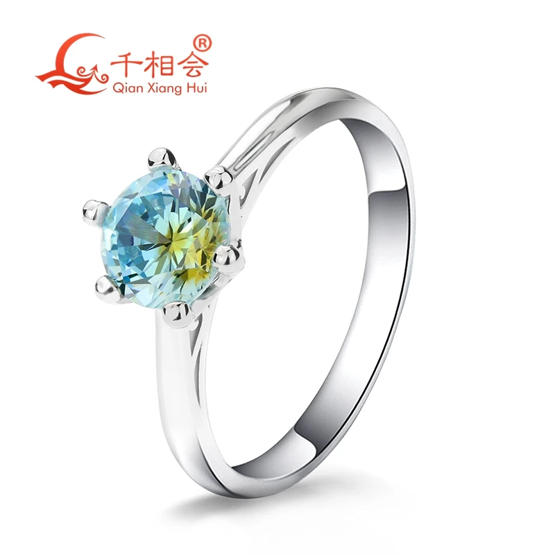 

one-time forming mixed special color 6.5mm cubic zirconia 6 claws Popular 925 silver ring