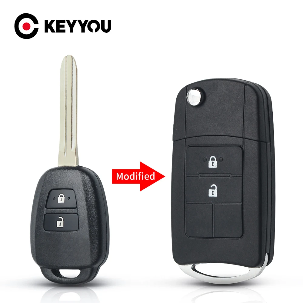 

KEYYOU Modified Flip 2/3/4 Key For Toyota Reiz Corolla Camry Prius Reiz RAV Folding Car Remote Key Shell Fob TOY43 Blade Case