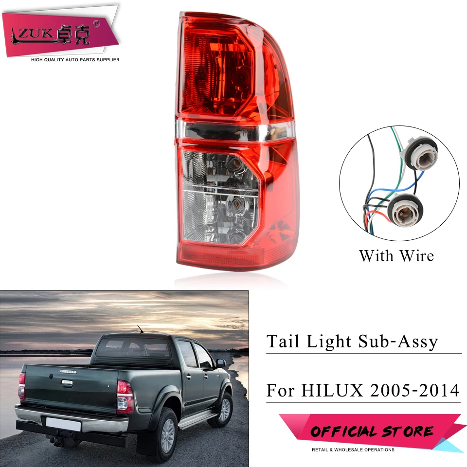 

ZUK Auto Rear Combination Lamp Assy With Harness For Toyota For Hilux 2011-2014 Without Bulb Tail Lamp Back Up Lamp