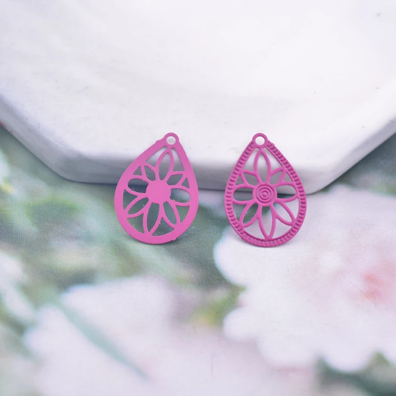 50 Stück AC10823 6*16mm Wassertropfen-Blumen-Anhänger Ohrring-Anhänger Metall Messing Dünner Anhänger DIY Schmuck Ohrring-Herstellung – Detail 7