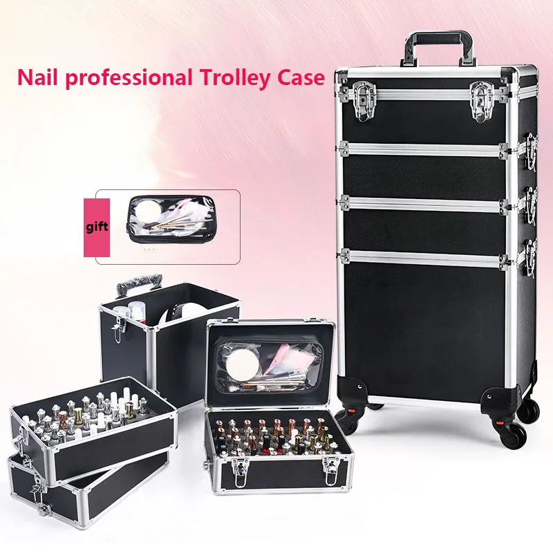 Makeup Case Professional Aesthetic Manicure Artist Suitcase Wheeled Roll Luggage Beauty Cosmetics Trolley Tool Box Customized