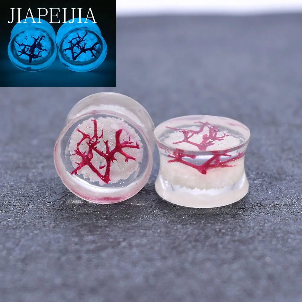 Red Coral Blue Luminous Acrylic Ear Tunnel Gauges Ear Stretcher Plug Earring Piercing 6-30mm