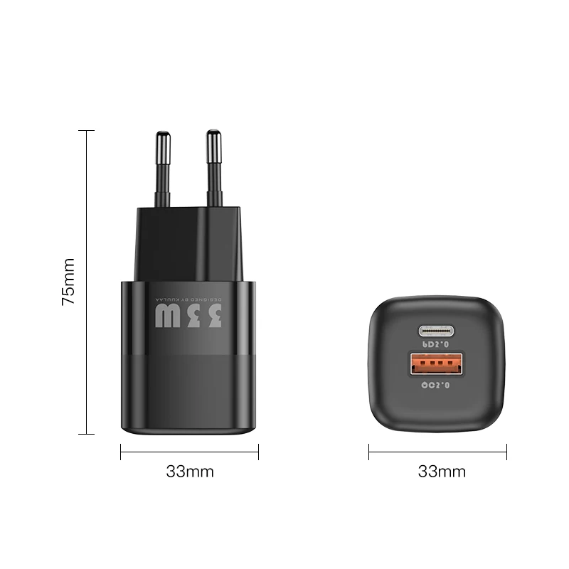 KUULAA-cargador USB tipo C de carga rápida, 33W GaN, PD, para iPhone 15, 14, 13, 12, 11 Pro Max, iPad Pro Air, iPad mini, Huwei, Xiaomi