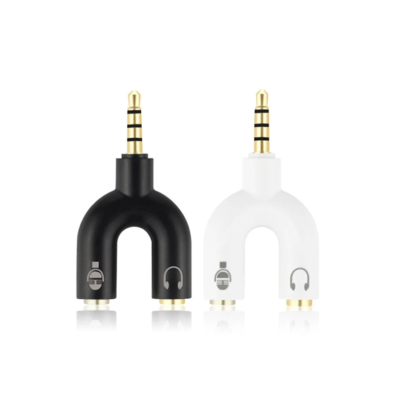 Earphone Connector Converter 3.5mm Stereo Adaptor Splitter Audio to Mic & Headset Jack Plug Adapter For Mobile Phone Tablet PC