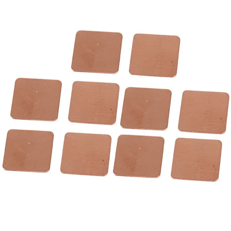 Almohadillas térmicas de disipador térmico de cobre de 15x15mm, placa de cobre para ordenador portátil, RAM, CPU, GPU, memoria, Chipset IC, radiador